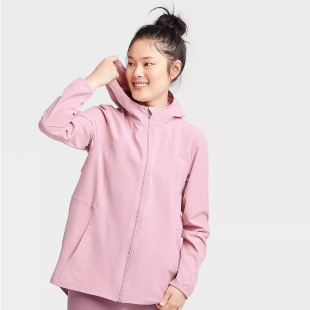 Women's Pink Hooded Jacket - Lightweight Zip Front S